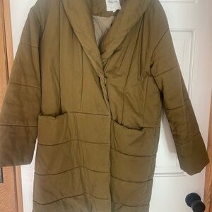 Madewell Green Puffer Coat with Quilted Design